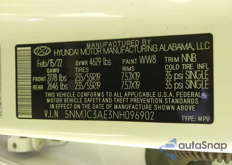 2022 Hyundai Tucson Sel z USA, uszkodzony, nr VIN 5NMJC3AE3NH096902